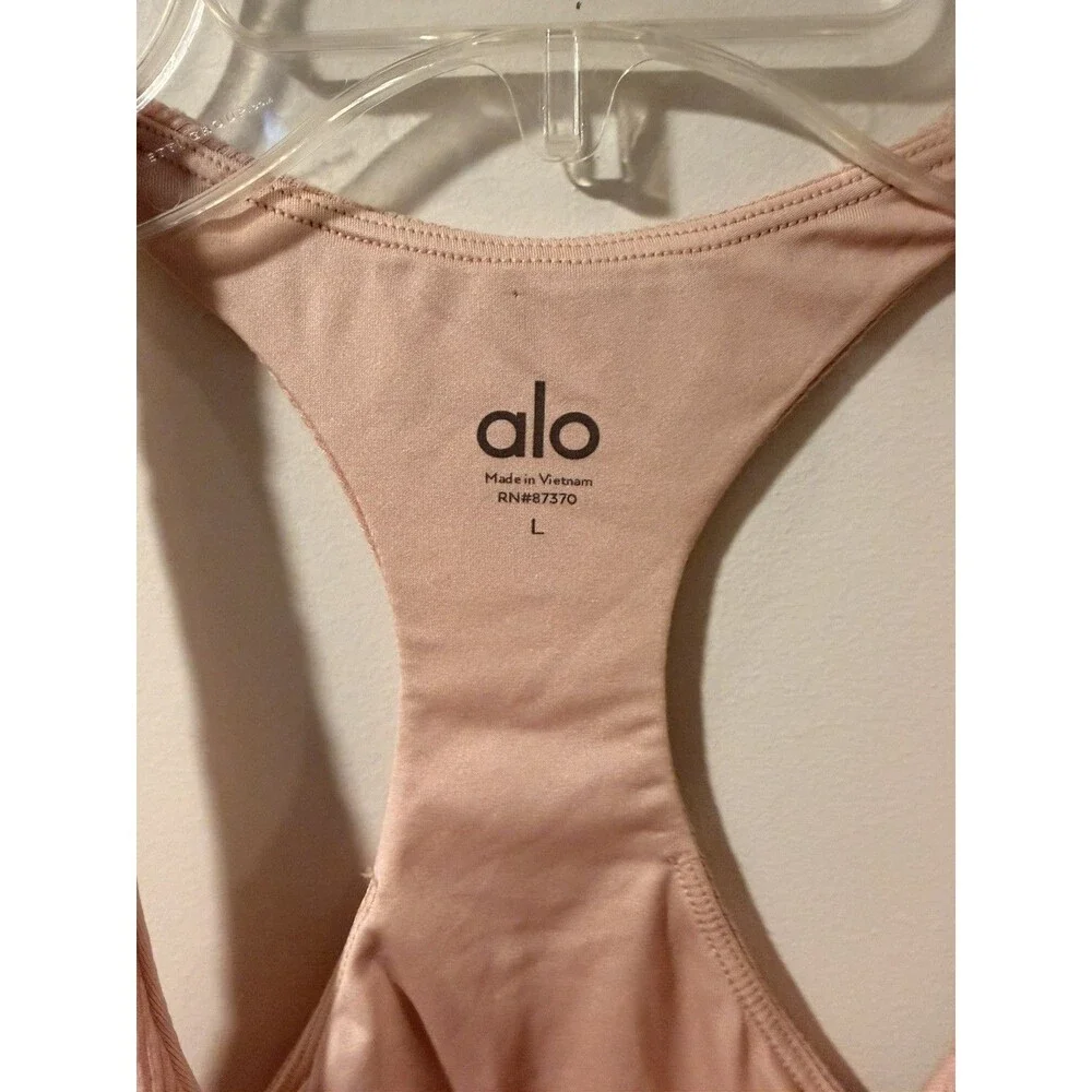 Alo Yoga Ribbed Knot Sports Bra Crop Top Nectar Size Large